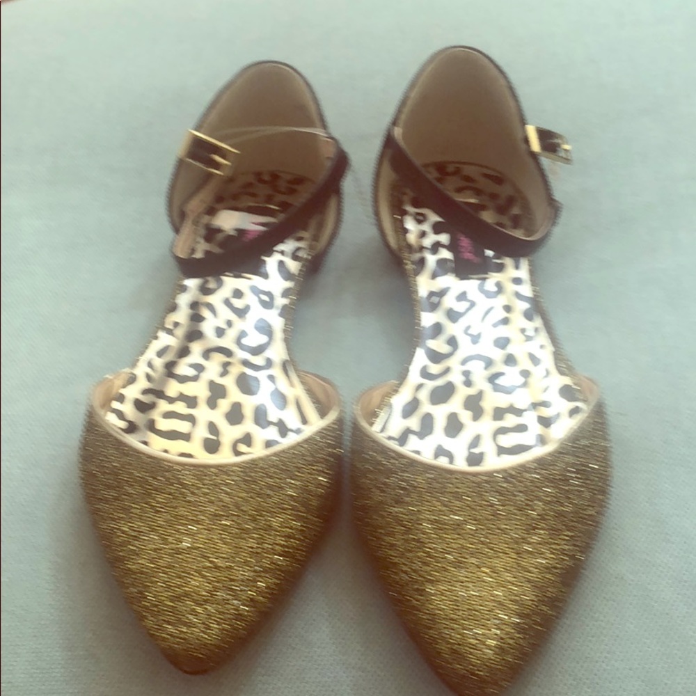 Glitter gold leopard flats